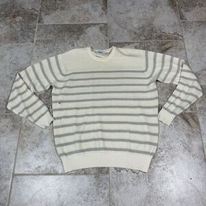 Peter Millar Crown Cool Crafted Sweater Mens Large Golf Stripe Merino Wool Linen